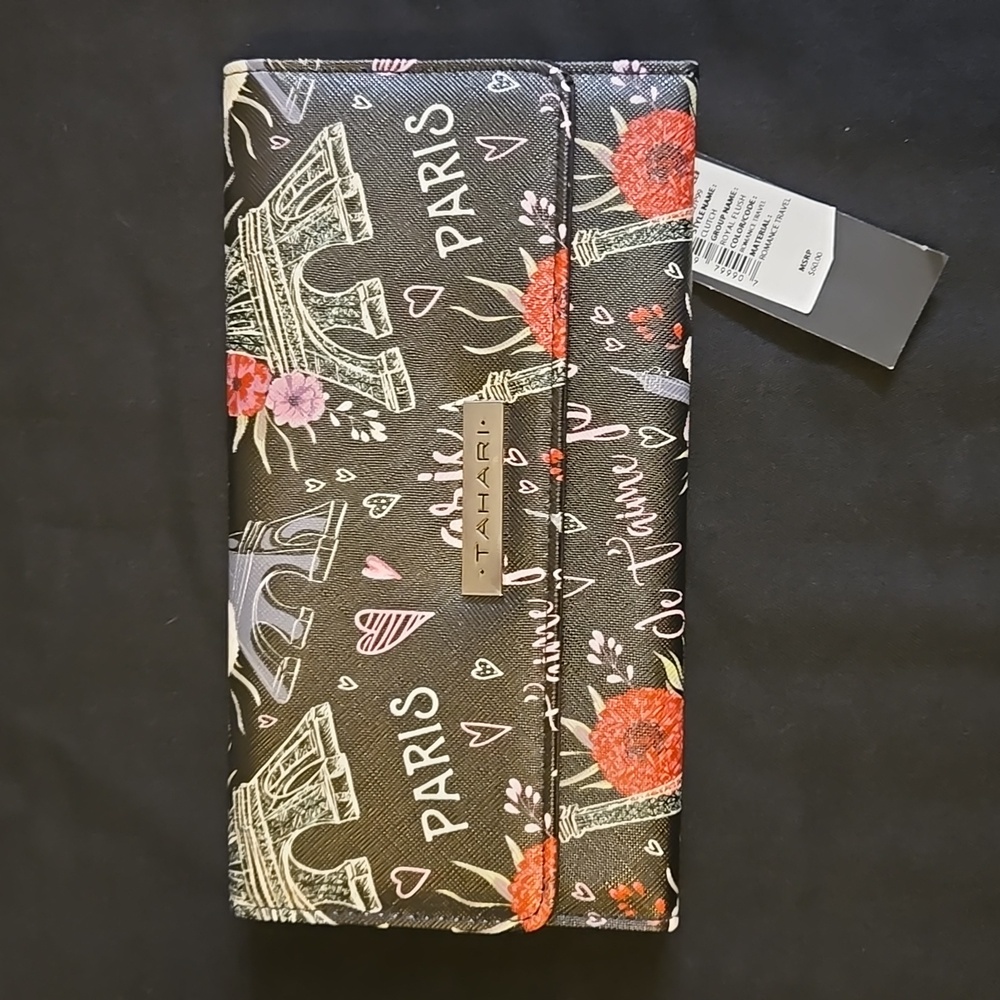 Tahari Romance Travel Royal Flush Paris Clutch NWT